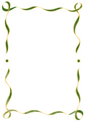 Orange & Green Wavy Ribbon Frame with Dots, wedding menu invitation border, hand drawn baby shower decoration, a4 birthday nautical party, clown funfair style, bachelorette bachelor vintage retro