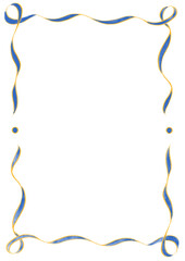 Orange & Blue Wavy Ribbon Frame with Dots, wedding menu invitation border, hand drawn baby shower decoration, a4 birthday nautical party, clown funfair style, bachelorette bachelor vintage retro