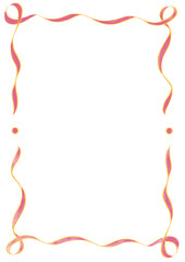 Bright Pink & Orange Wavy Ribbon Frame with Dots, wedding menu invitation border, hand drawn baby shower, a4 birthday bbq summer party, clown funfair style, bachelorette bachelor vintage retro