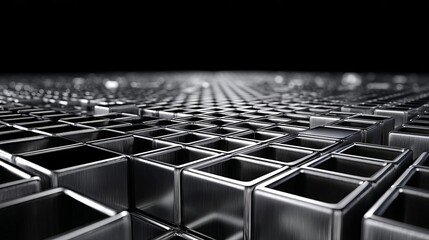 A sophisticated technological grid featuring a gentle white radiance set against a somber minimalist backdrop