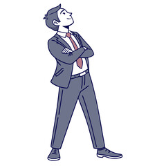 Confident Businessman with Arms Crossed and Determined Expression on Transparent Background. Perfect for: Business Presentations, Leadership Talks, Corporate Events