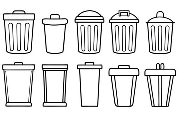 Trash Can Line Art Visualizing Functional and Organized Trash Containers