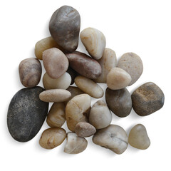 A collection of various smooth stones arranged in a natural manner.