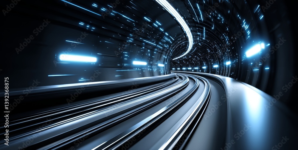 Poster abstract high-speed technology is showcased in a circular motion with a blurred effect from a tech p