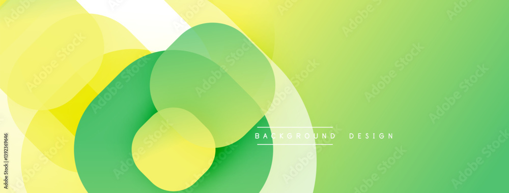 Poster Abstract design. Overlapping circles create vibrant green, yellow gradients. Smooth transitions, modern aesthetic. Minimalist composition, clean lines. Perfect backdrop.