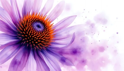 Obraz premium Purple Flower with Orange Center and Watercolor Style Illustration
