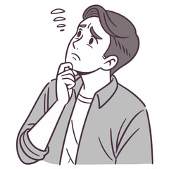 Worried Man Scratching Chin in Deep Thought. Perfect for: mental health campaigns, decision-making topics
