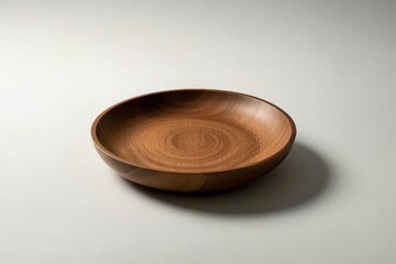 there is a wooden bowl sitting on a table with a white background
