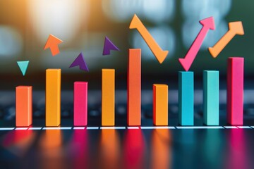 Colorful graph with arrows indicating growth or progress.