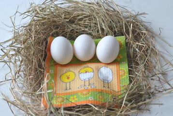 easter eggs in a nest