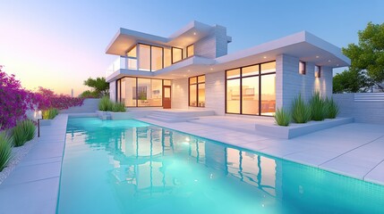 Fototapeta premium Modern Minimalist Architecture,Luxury contemporary mansion with pool