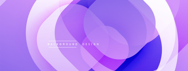 Purple abstract shapes overlap. Soft gradients create dynamic visual effect. Modern design for backgrounds, presentations, digital art. Smooth transitions, elegant composition.