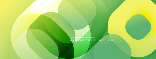 Abstract green design. Overlapping circles create dynamic composition. Smooth gradients, modern aesthetic. Bright, fresh, vibrant. Perfect backdrop for presentations.