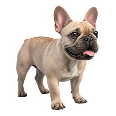 A light brown french bulldog standing isolated on a transparent background