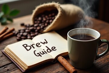Brewing the perfect cup coffee guide kitchen table recipe book cozy atmosphere close-up coffee culture