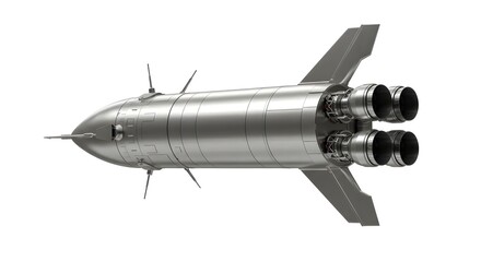 3D Rendered Rocket Spaceship Isolated on White Background