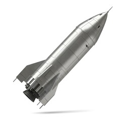 3D Rendered Rocket Spaceship Isolated on White Background