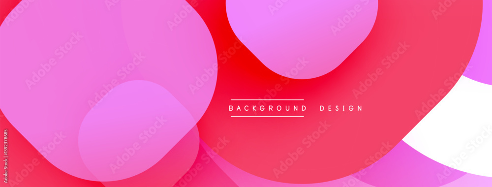 Poster Abstract design. Overlapping circles create vibrant gradient. Pink, red, white hues blend smoothly. Modern aesthetic, simple composition.