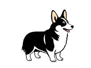 corgi dog illustration icon, black silhouette outline vector