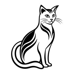 tylized Silhouette Cat Logo Design Vector: Artistic and Bold Look