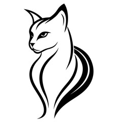 tylized Silhouette Cat Logo Design Vector: Artistic and Bold Look