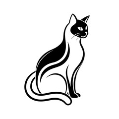 tylized Silhouette Cat Logo Design Vector: Artistic and Bold Look