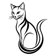 tylized Silhouette Cat Logo Design Vector: Artistic and Bold Look