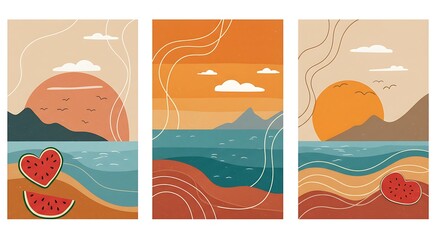 Sunset Shores Summer Bliss AI Generated