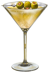 Dirty Martini Cocktail Illustration