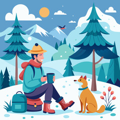 Adventure in the Mountains: Hikers and Their Companion