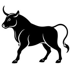 Powerful Bull Charging Stance: Fierce Animal Artwork