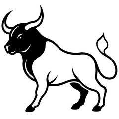 Powerful Bull Charging Stance: Fierce Animal Artwork