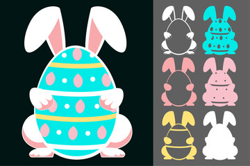 Easter Bunny with Egg Papercut Vector Set – Cute Laser Cut SVG Design for Cricut, Silhouette, DIY Crafts and Holiday Decorations