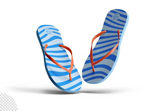 Flying Flip Flops Beach Summer Slippers Mockup Isolated