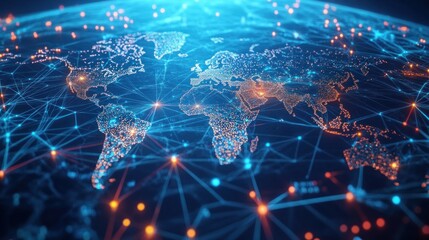 Global Network Connection Illustrating Digital Communication Flow