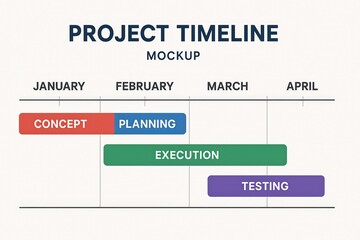 Fototapeta premium Project Timeline With Overlapping Stages From January to April