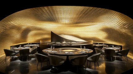 A luxurious gold themed dining experience at a restaurant location