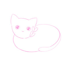 pink cat with a bow