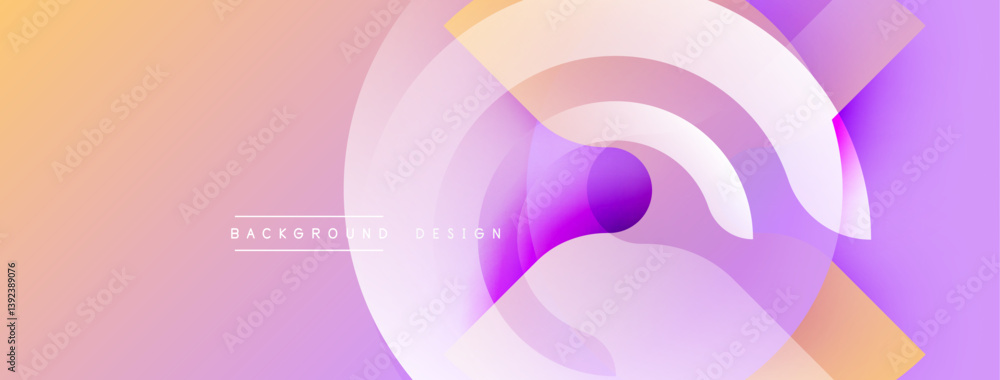 Aufkleber Abstract vibrant design. Overlapping circles create dynamic composition. Soft gradients blend purple, pink, orange hues. Modern aesthetic, clean lines. Minimalist style.