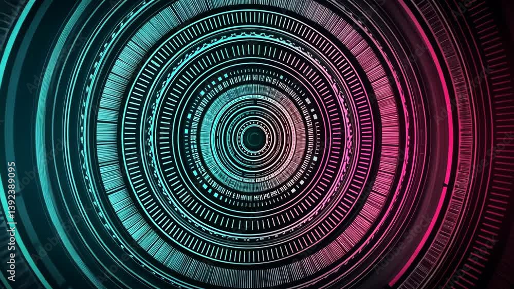 Poster abstract concentric circles with intricate patterns, light and dark shades, gradient transition from