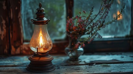 Cozy Lamp Light by the Winter Window