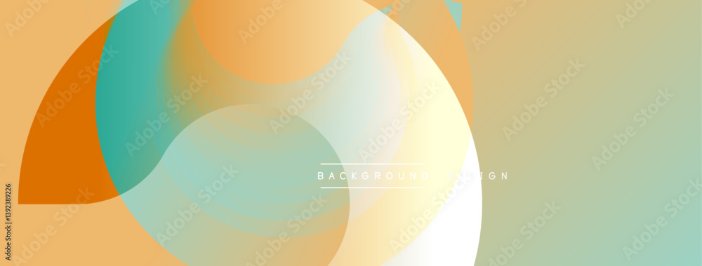 Aufkleber Abstract shapes overlap. Soft colors blend. Smooth gradients create modern design. Minimalist aesthetic. Light background.