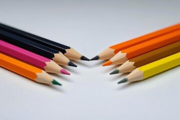 Fototapeta premium several colored pencils are lined up in a row on a white surface