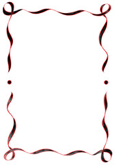 Black & Red Wavy Ribbon Frame with Dots, wedding menu invitation border, hand drawn baby shower, a4 birthday bbq summer party, clown funfair style, bachelorette bachelor vintage retro