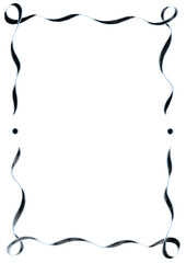 Black & Light Blue Wavy Ribbon Frame with Dots, wedding menu invitation border, hand drawn baby shower, a4 birthday bbq summer party, clown funfair style, bachelorette bachelor vintage retro