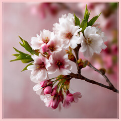 Obraz premium a close-up of delicate cherry blossoms in full bloom