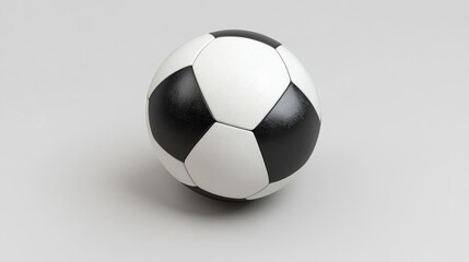 Classic Black and White Soccer Ball on a Plain Background