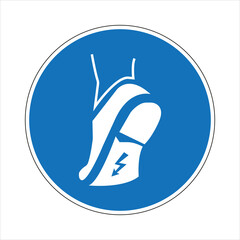 Blue and white mandatory sign indicating the use of antistatic footwear for electrical safety