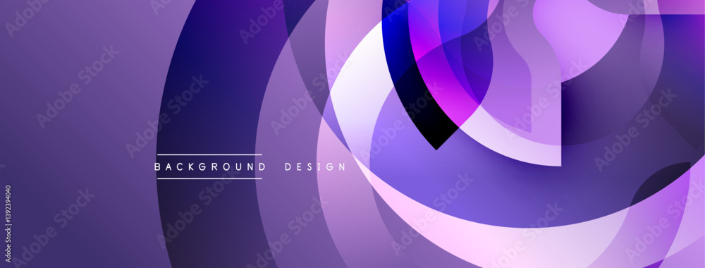 Poster Purple abstract design. Overlapping circles create dynamic composition. Smooth gradients, modern aesthetic. Minimalist style, vibrant colors.