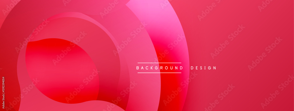 Poster Abstract red design. Smooth shapes overlap creating dynamic visual effect. Gradient shades add depth. Modern aesthetic.